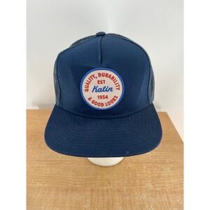 Katin Mens Navy Blue Mesh Back Trucker Hat Snapback Flat Bill Est 1954 Patch Cap